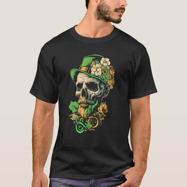 Leprechaun Skull St Paddys Metal Irish St Patricks T-Shirt (Front)