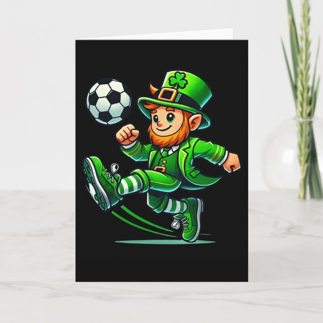 Leprechaun Soccer St Patricks Day Player Boys Men  Card (Front)