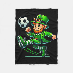 Leprechaun Soccer St Patricks Day Player Boys Men Fleece Blanket