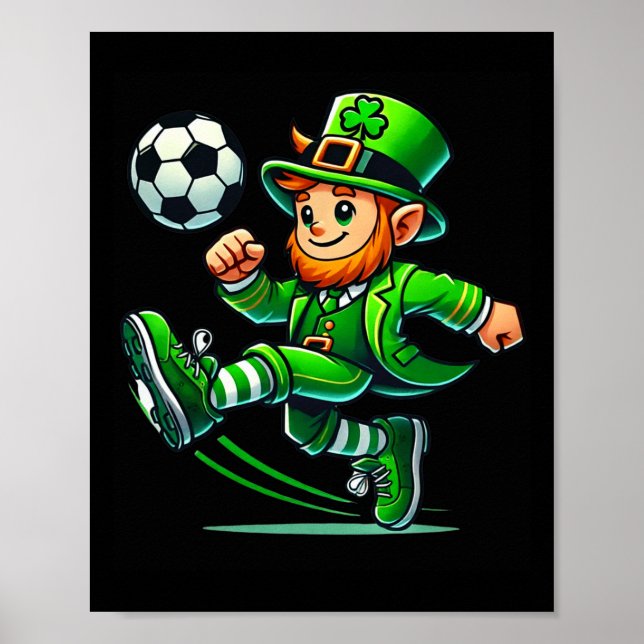 Leprechaun Soccer St Patricks Day Player Boys Men  Poster (Front)