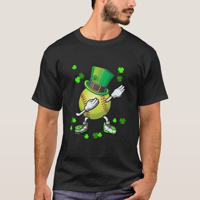Leprechaun Softball Dabbing St Patricks Day 2022 T-Shirt (Front)
