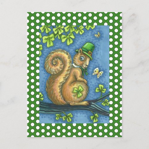 LEPRECHAUN SQUIRREL ST PATRICKS DAY Lucky Holiday Postcard