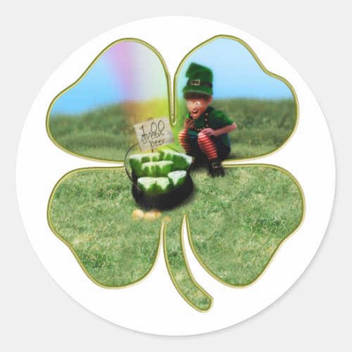 Leprechaun St Patricks Day Classic Round Sticker
