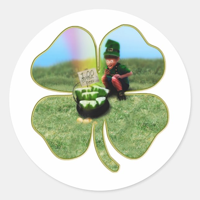 Leprechaun St. Patrick's Day Classic Round Sticker (Front)