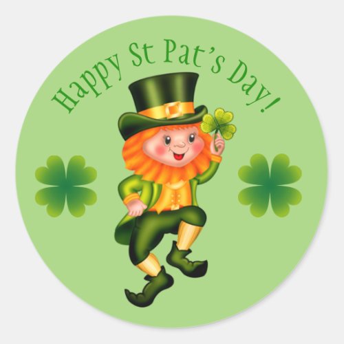 Leprechaun St Patricks Day Classic Round Sticker