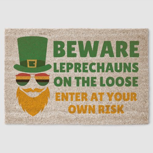 Leprechaun St Patricks Day Door Coir Mat