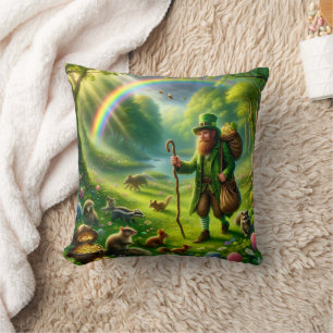 Leprechaun St. Patrick's Day Emerald Green Decor Throw Pillow
