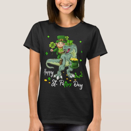 Leprechaun St Patricks Day Kids Toddler Boys Dinos T_Shirt