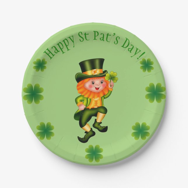 Leprechaun St Patrick's Day Paper Plates (Front)