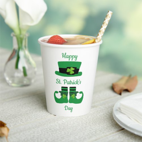 Leprechaun St Patricks Day Party Green Black  Paper Cups