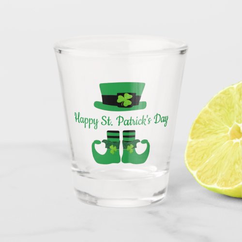 Leprechaun St Patricks Day Party Green Black  Shot Glass