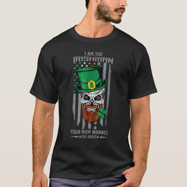 Leprechaun St Patricks Day Sugar Skull Irish Ameri T-Shirt (Front)