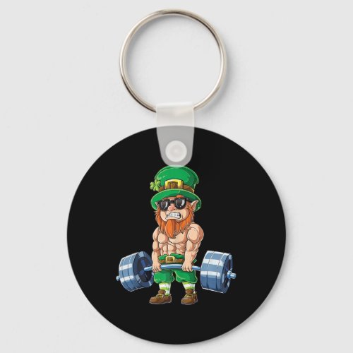 Leprechaun St Patricks Day Weightlifting Deadlift  Keychain