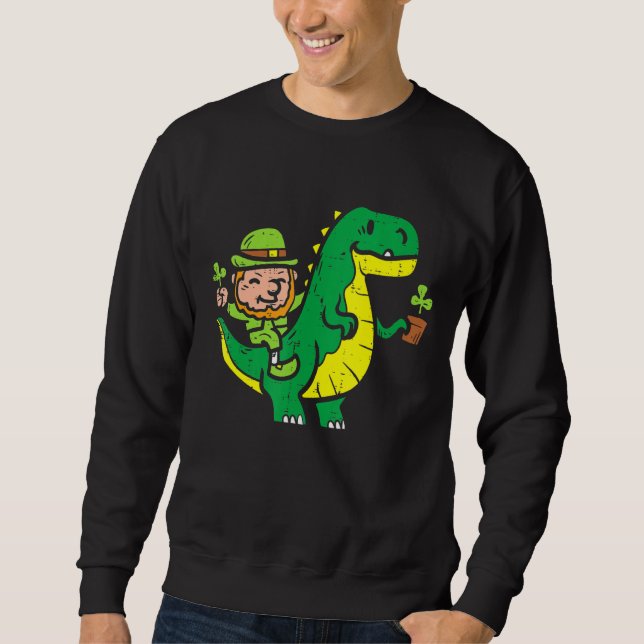 Leprechaun T Rex Dinosaur Shamrock St Patrick Day  Sweatshirt (Front)