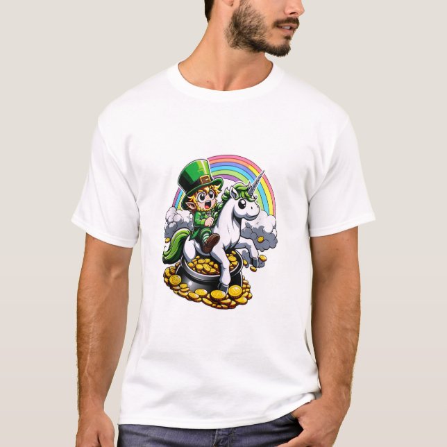 Leprechaun Unicorn Cute T-Shirt (Front)