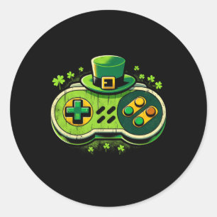 Leprechaun Video Game Controller St. Paddys Gamer  Classic Round Sticker