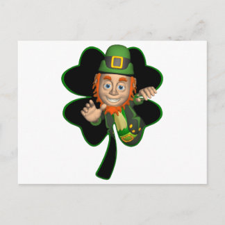 Leprechaun Waving Postcard