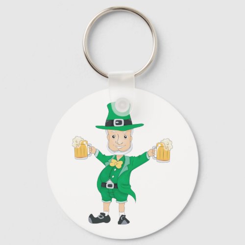 Leprechaun With Beer Keychain