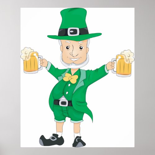 Leprechaun With Beer Poster