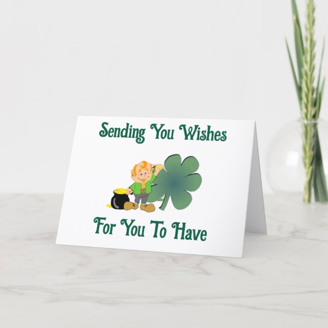 Leprechaun With Gold Greeting Card (Front)