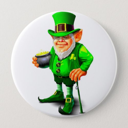 LEPRECHAUN WITH POT OF GOLD button