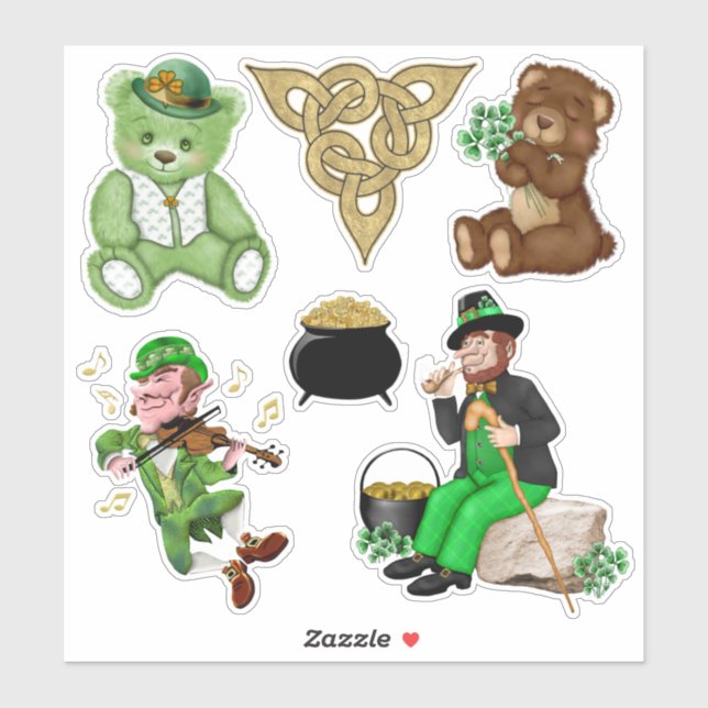 Leprechauns And Bears Irish Vinyl Set Sticker (Sheet)