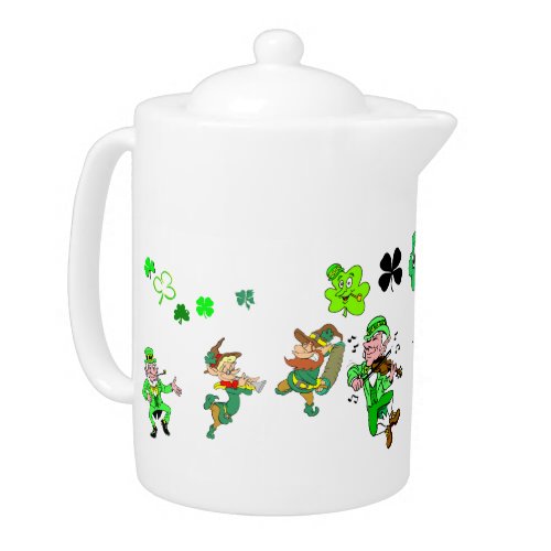 Leprechauns and Shamrocks Teapot