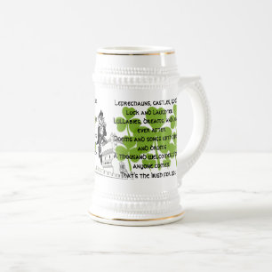 Leprechauns, castles, good luck and laughter beer stein