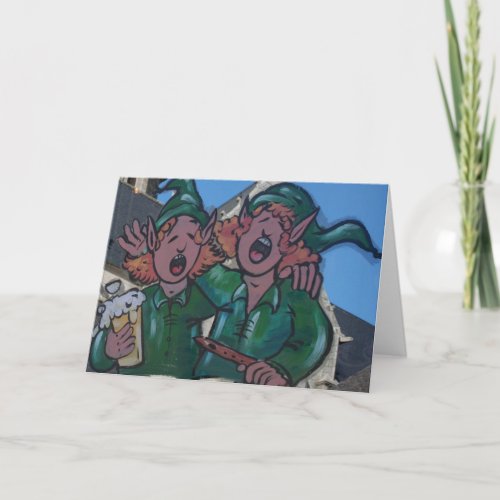 Leprechauns Decorated Window St Patrick Greeting 3 Card