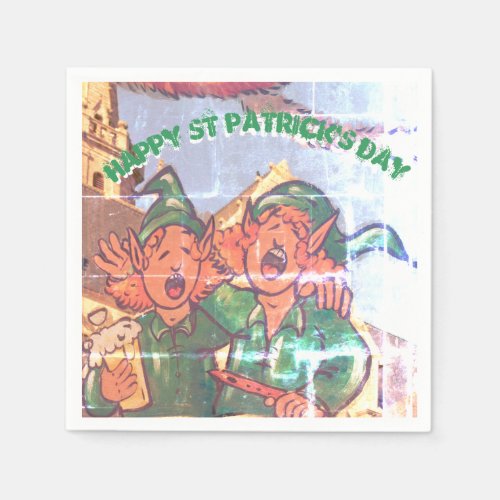 Leprechauns Decorated Window St Patrick Paper Napk Napkins