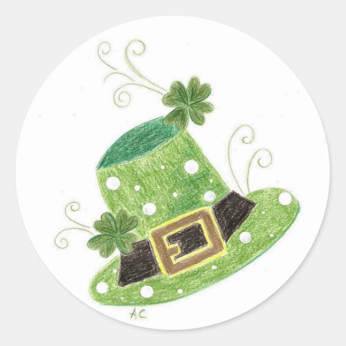 Leprechauns hat with polka dots  St_Pattys Day Classic Round Sticker