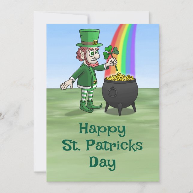 Leprechaun's pot of gold for St. Patrick's Day Holiday Card (Front)