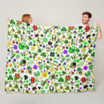 Leprechauns Shamrocks Gold Mushrooms Kiss Me Irish Fleece Blanket