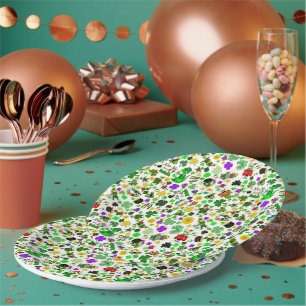 Leprechauns Shamrocks Gold Mushrooms Kiss Me Irish Paper Plates