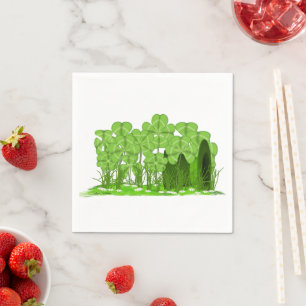 Leprechaun's Top Hat Lying in Field of Shamrocks Napkins