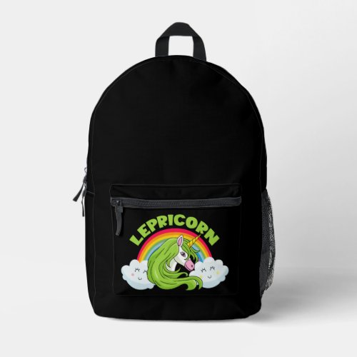 Lepricorn Girls Unicorn St Patricks Day Printed Backpack