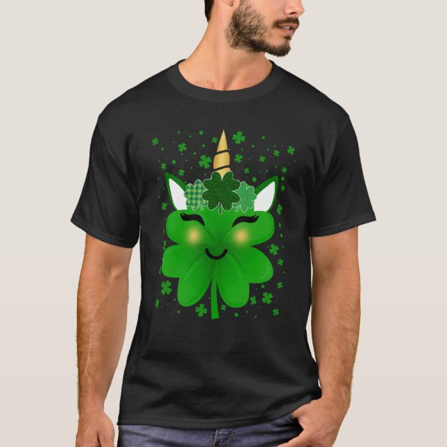 Lepricorn Leprechaun Unicorn Shamrock C St Patrick T-Shirt (Front)