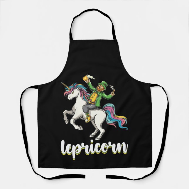 Lepricorn Leprechaun Unicorn St Patrick's Day Apron (Front)