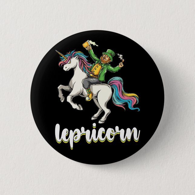Lepricorn Leprechaun Unicorn St Patrick's Day Button (Front)