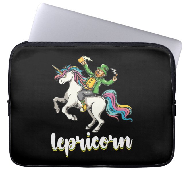 Lepricorn Leprechaun Unicorn St Patrick's Day Laptop Sleeve (Front)