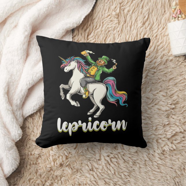 Lepricorn Leprechaun Unicorn St Patrick's Day Throw Pillow (Blanket)
