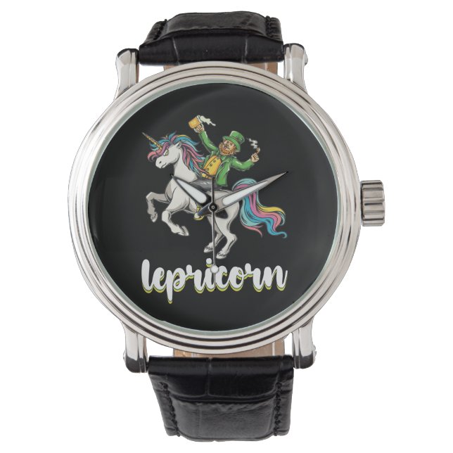 Lepricorn Leprechaun Unicorn St Patrick's Day Watch (Front)