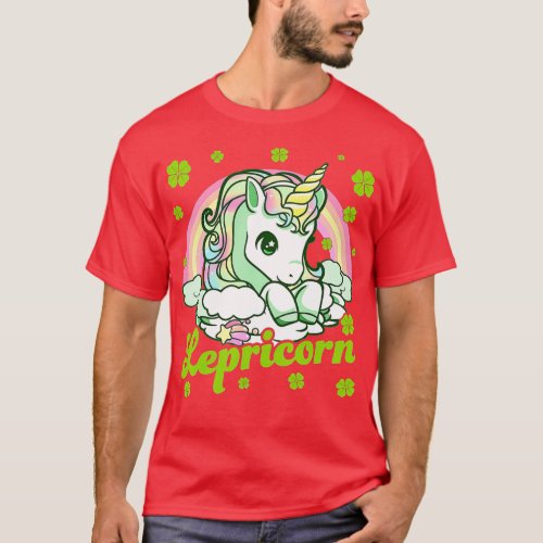 Lepricorn Rainbow St Patricks Day Unicorn Girls Ki T_Shirt