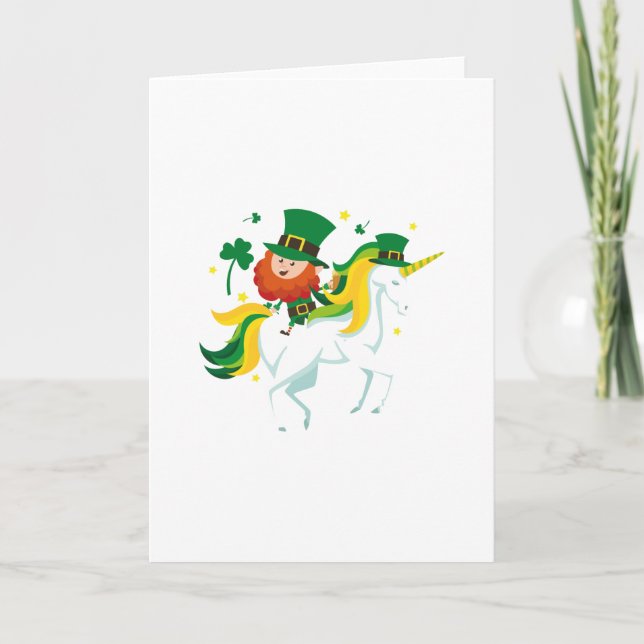 Lepricorn Unicorn St Patricks Day Kids or Girl Card (Front)