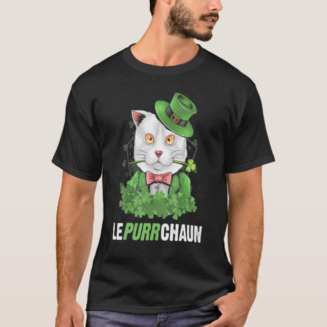 Lepurrchaun Leprechaun Cat Wear St Patrick's Hat F T-Shirt (Front)