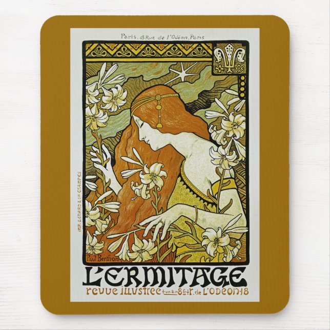 L'Ermitage Art Nouveau Floral Mouse Pad (Front)