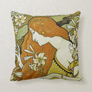 L'Ermitage Art Nouveau Floral Throw Pillow