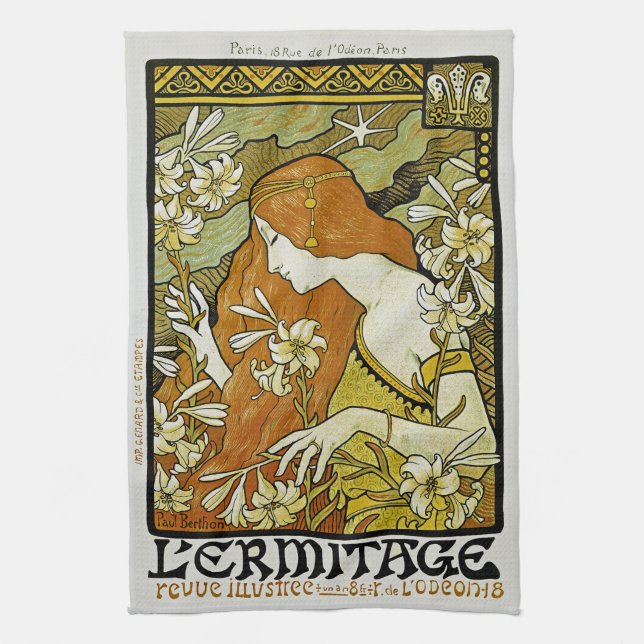 L'Ermitage Art Nouveau Floral Towel (Vertical)