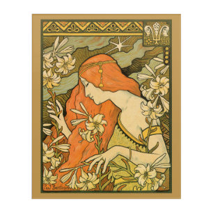 L'Ermitage French Nouveau Woman in Field of Flower Acrylic Print