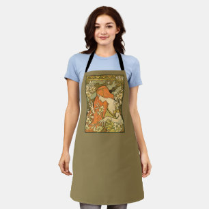 L'Ermitage French Nouveau Woman in Field of Flower Apron
